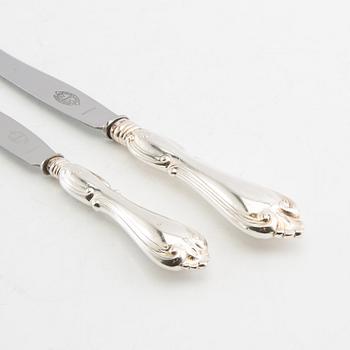 Cutlery, 86 dlr "Olga" silver CG Hallberg Stockholm 1950s.