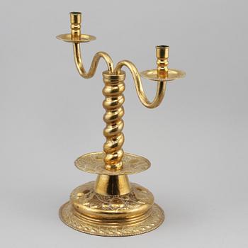KANDELABER, mässing, barockstil, 1800-tal.