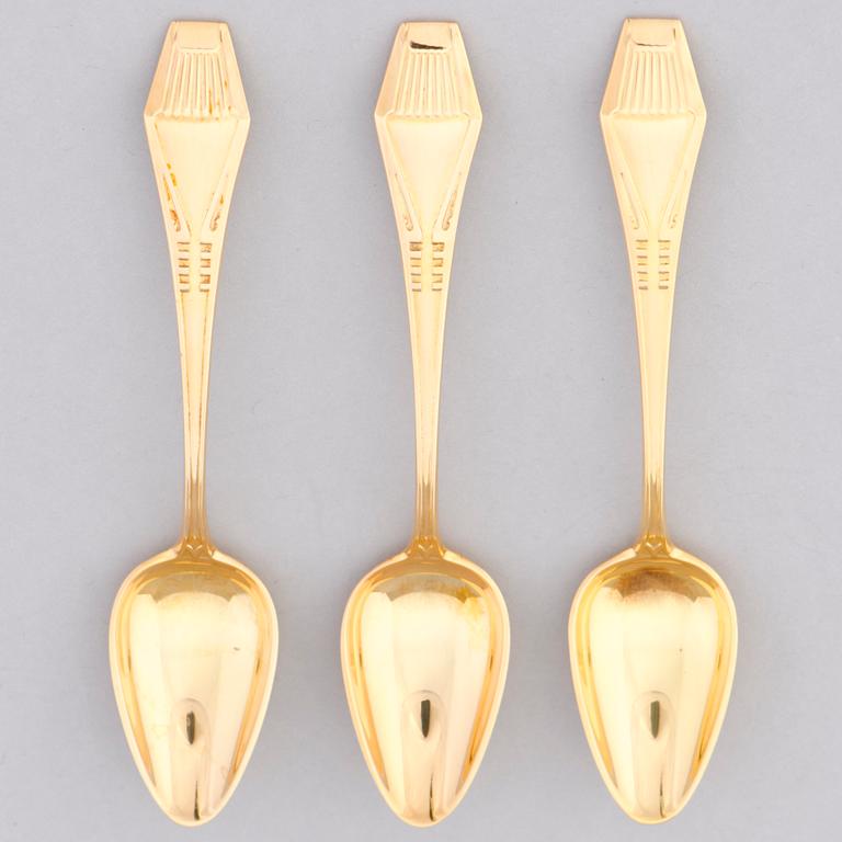 Three golden espresso spoons for the 90th Anniversary year of Finland, the 'Suomi' series, Kultateollisuus, Turku 2007.