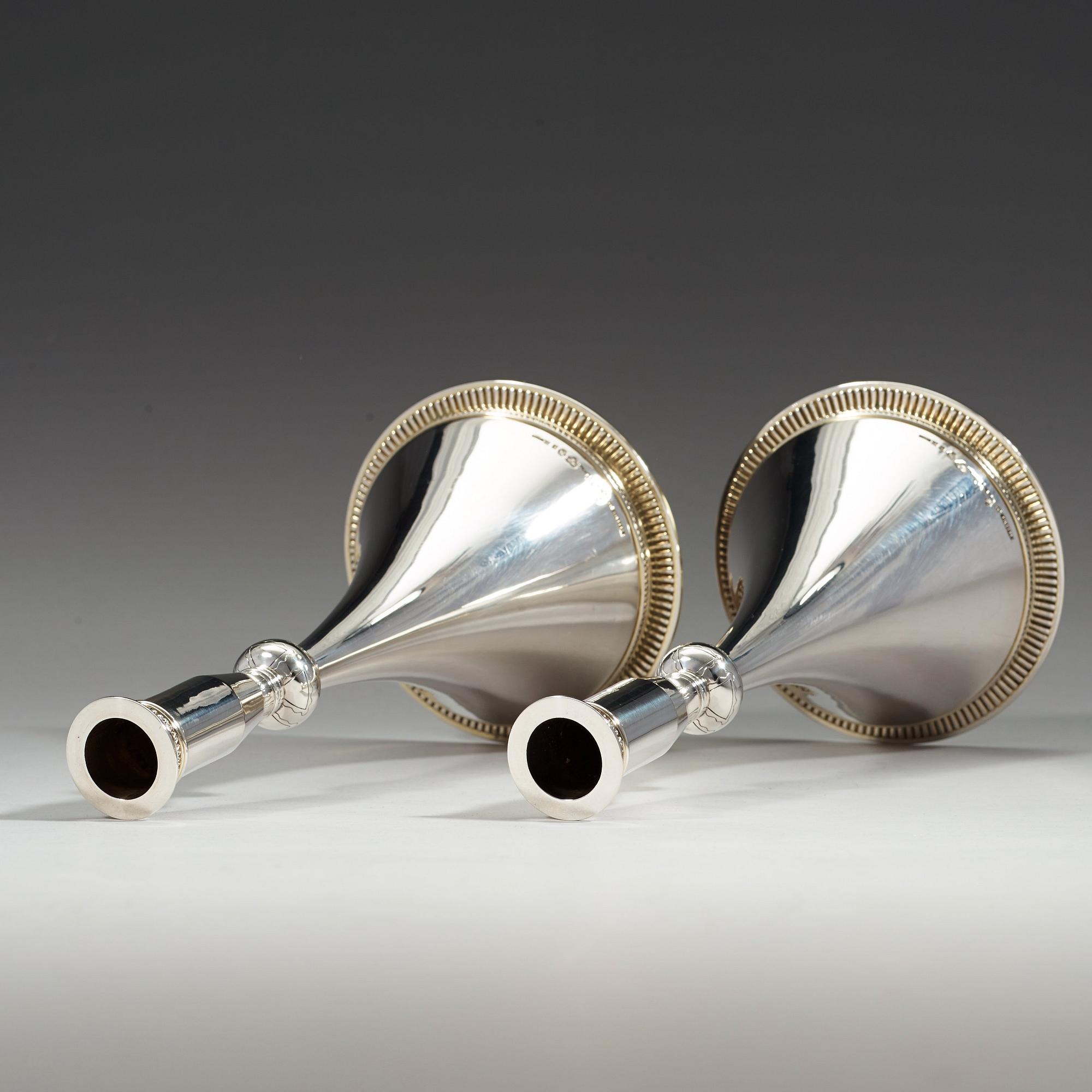 WIWEN NILSSON, ljusstakar, ett par, Lund 1950, sterling,