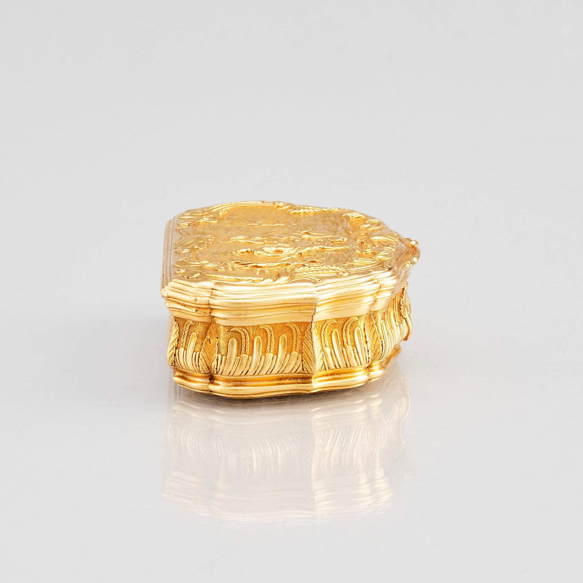 Frantz Bergs, dosa, guld, (verksam i Stockholm 1725-1777) 1700-talets mitt. Rokoko.