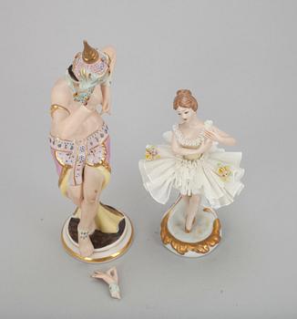 FIGURINER, 2 st, porslin, Dresden 1920-30-tal.