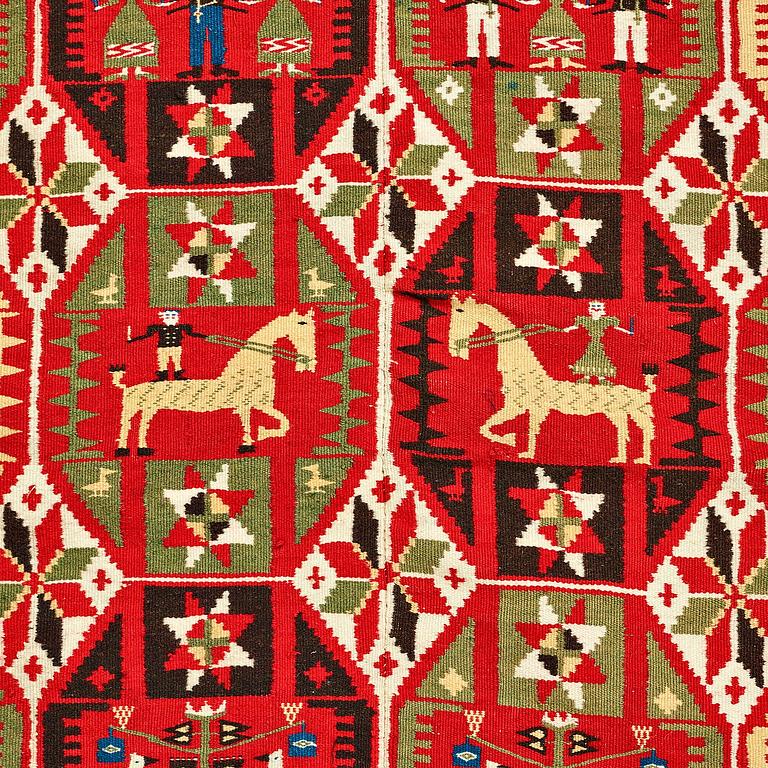 A BED COVER, double-interlocked tapestry, ca 183 x 134,5 cm, Scania  (Skåne) 1853, probably Färs district.