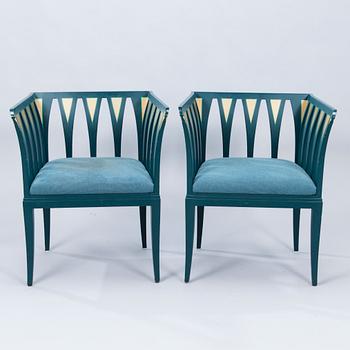 A pair of "Blue Chair" armchairs by Eliel Saarinen, Adelta, Finland 1983.