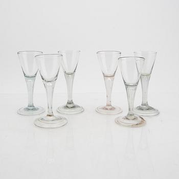 A set of six wine glass later part of the 18th century.