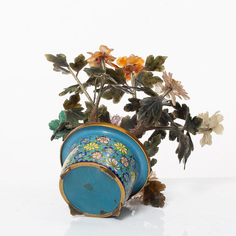 A Chinese stone and cloisonné decoration, 20th century.