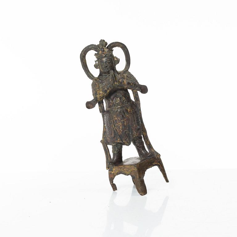A Chinese bronze figure of a guardsman, Ming dynasty (1368-1644).