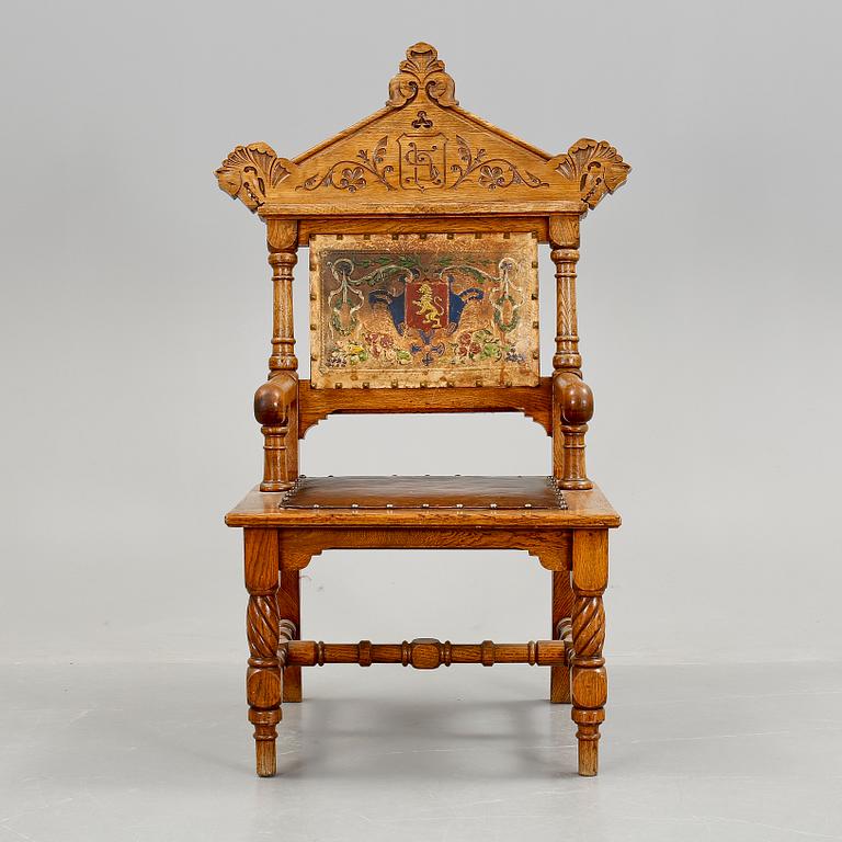 KARMSTOL, nyrenässans. Ek, 1800-talets slut.