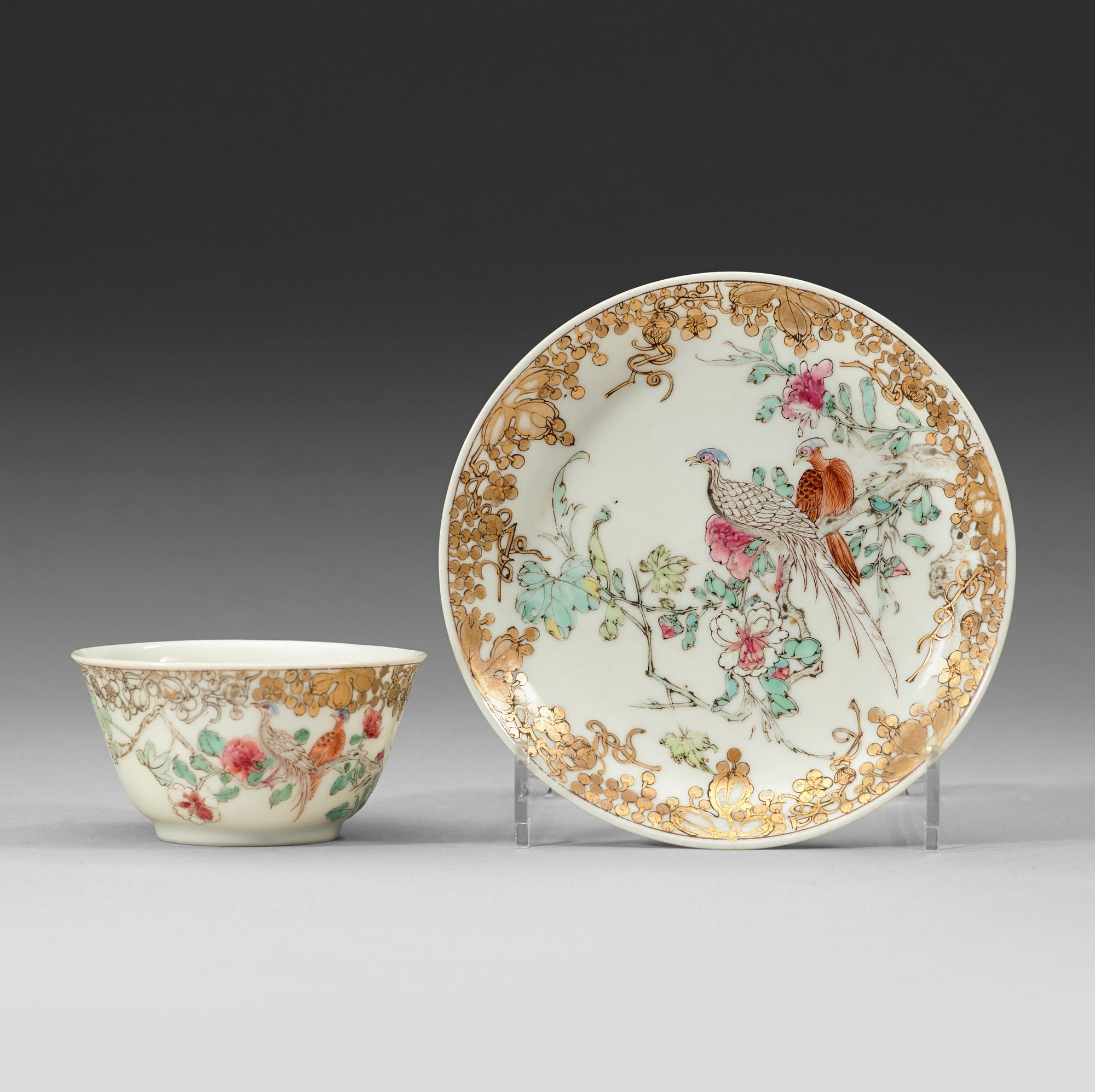 TEKOPP med FAT, kompaniporslin. Qingdynstin, Qianlong (1736-95) circa 1745-60.