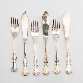 Fish cutlery 28 pcs "Olga" silver GAB Eskilstuna 1990s.