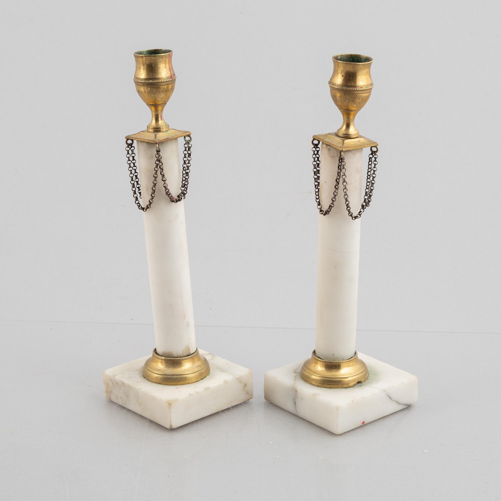 A pair of candlesticks, Gustavians style, 19th century.