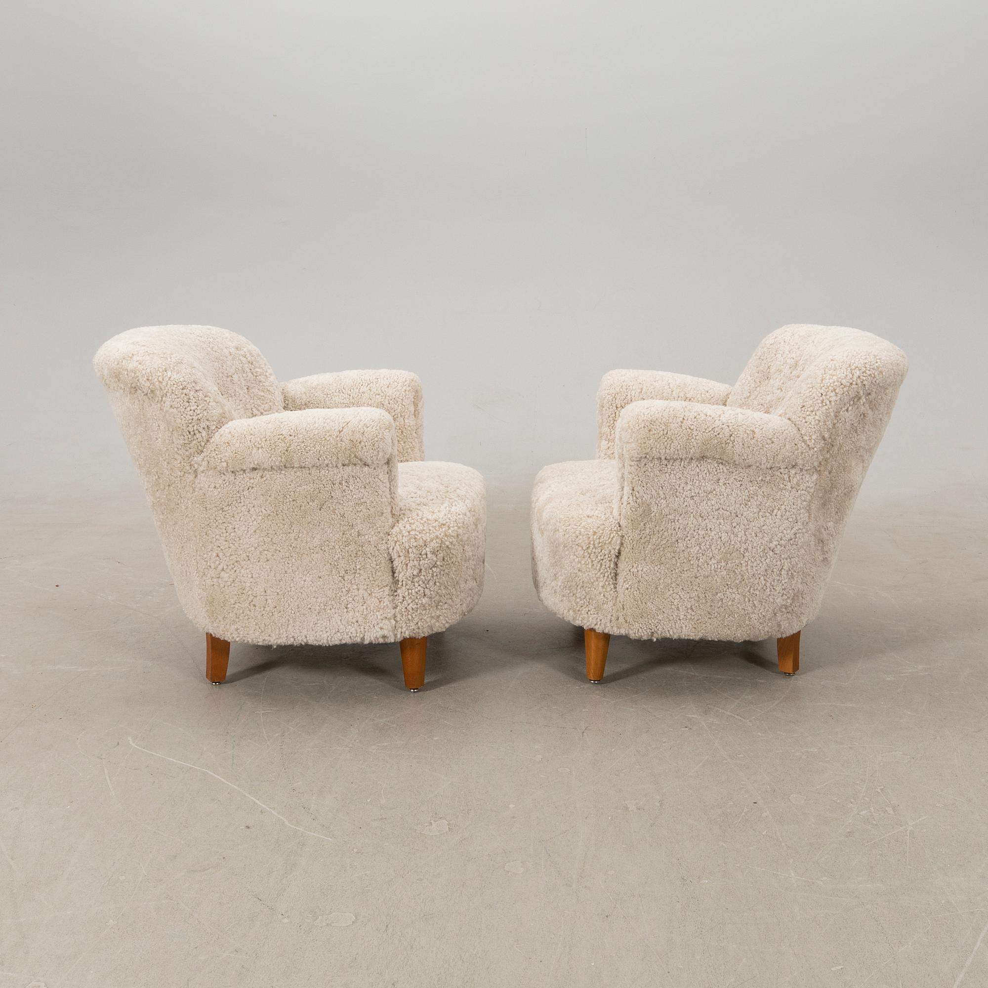 Armchairs a pair Swedish Modern 1940s.