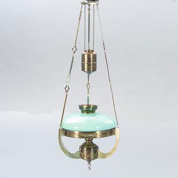 A Jugend brass ceiling lamp.