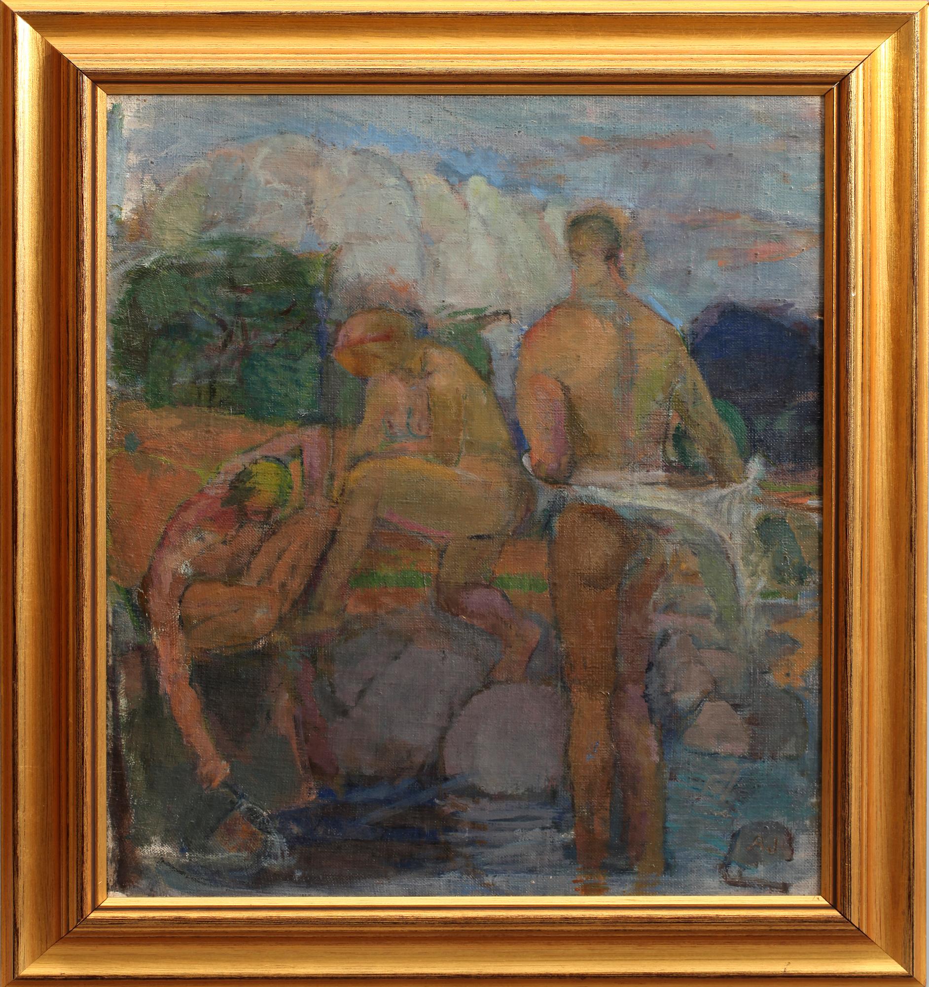ALVAR JANSSON, olja på uppklistrad duk, monogramsign (ristad).