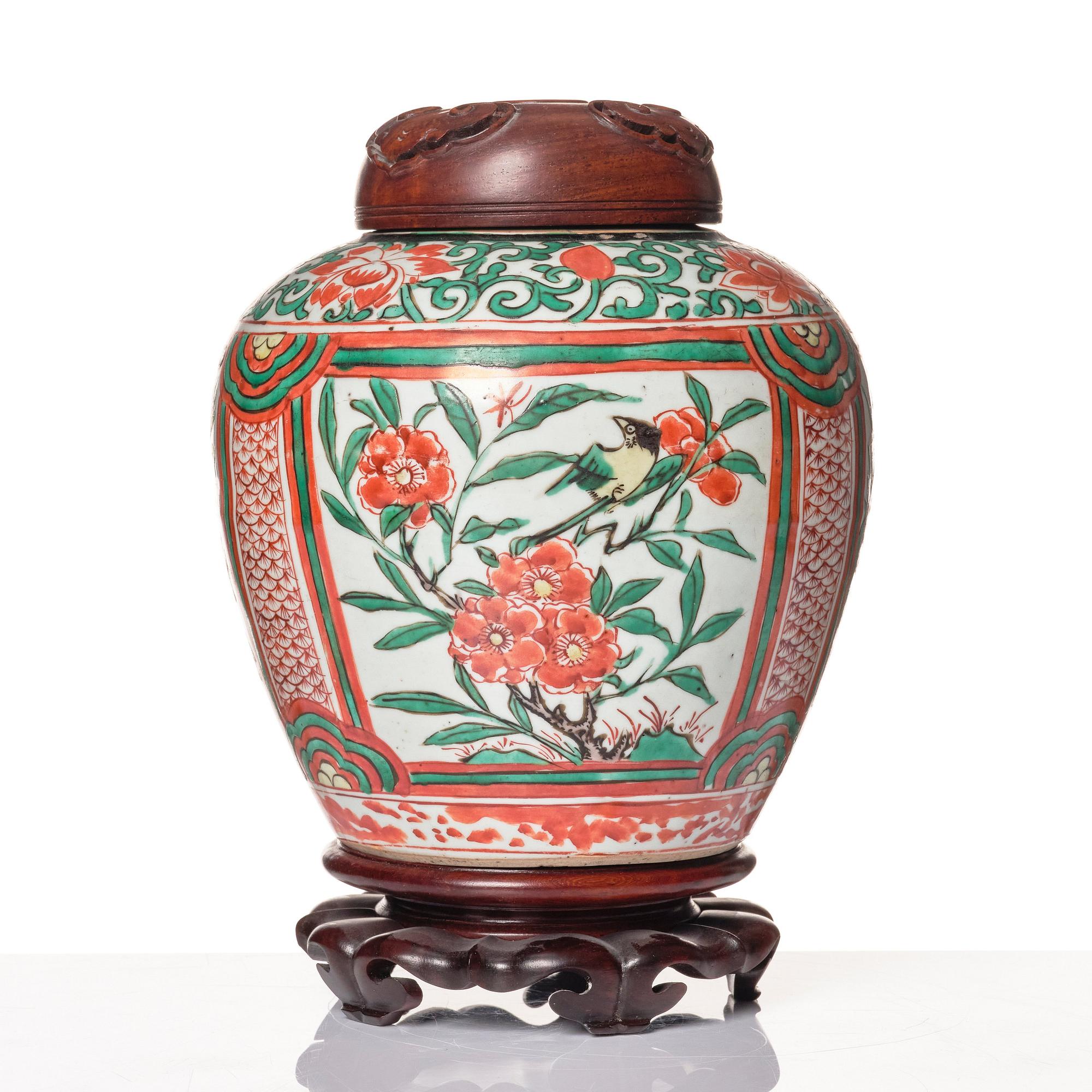 Kruka, porslin, Wucai, 1600-tal.