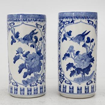 A pair of Chinese large blue and white porcelain stands, second part of the 20th century.