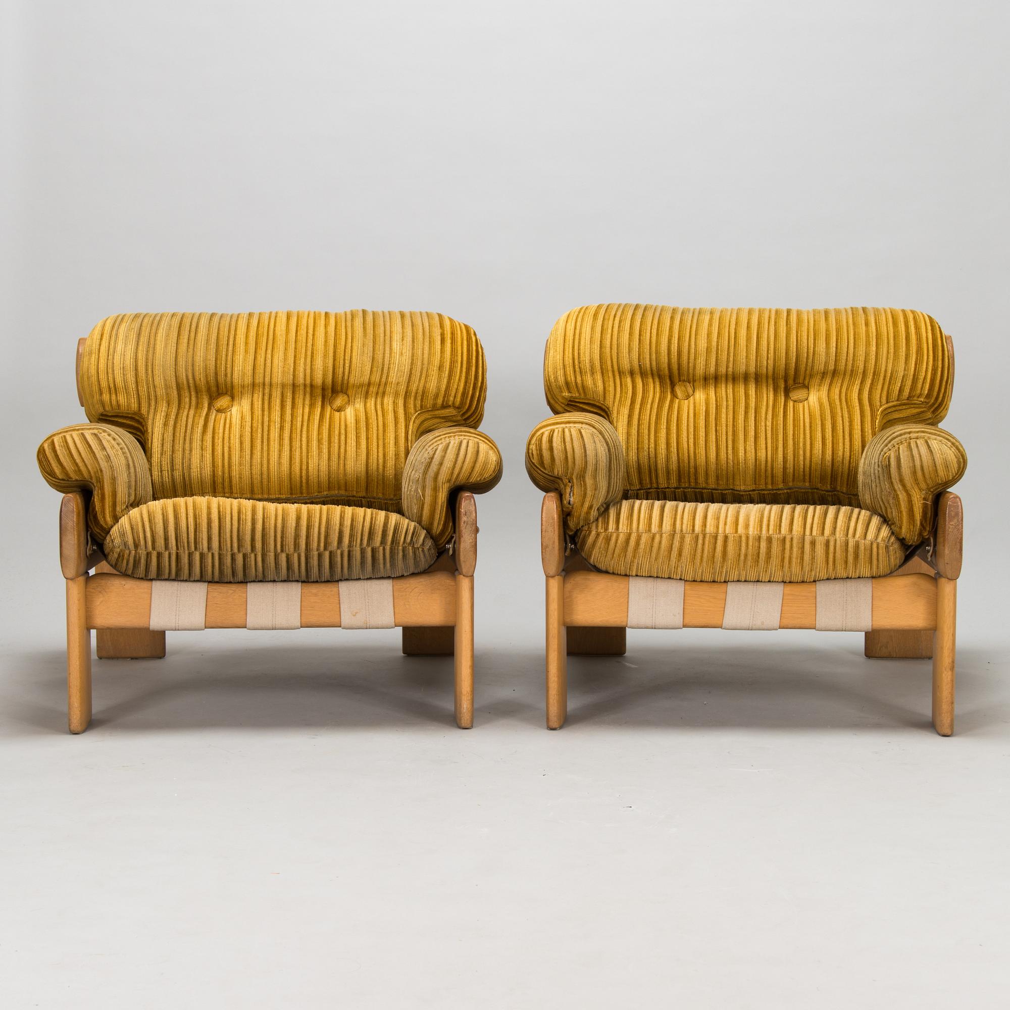 Esko Pajamies, fåtöljer, ett par, "Africa", Asko 1970-tal.