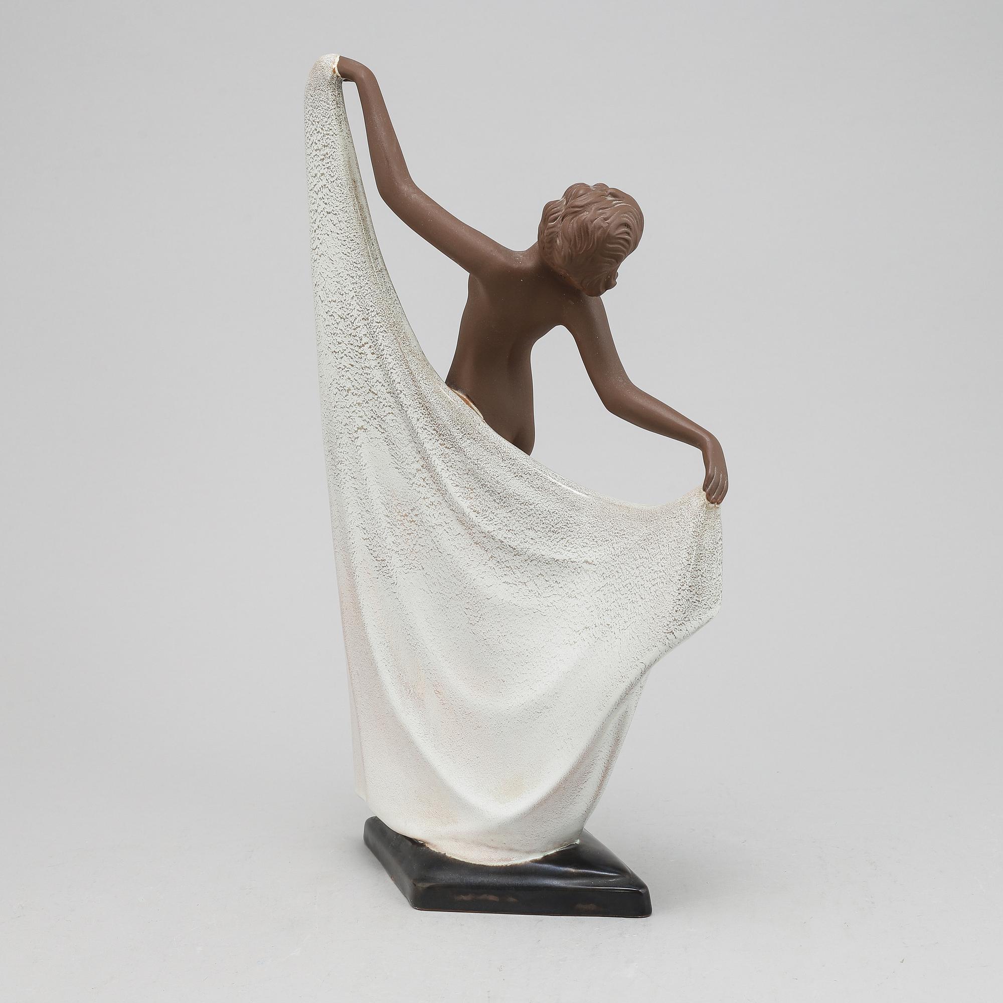 An earthenware sculpture, 'Adagio', by Josef Lorenzl, Goldscheider, West Germany,