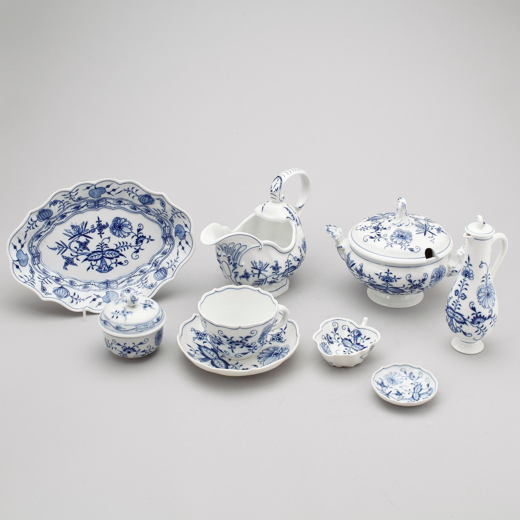 SERVISPORSLIN, 9 del, porslin, Meissen, andrasortering.