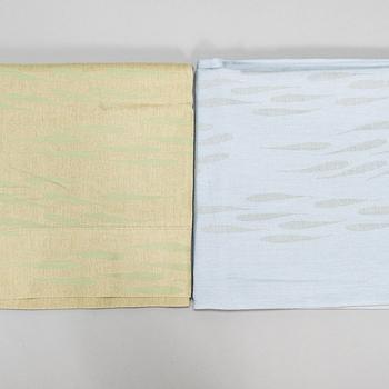 Dora Jung, borddukar, 8 st, "Fiskstim", linnedamast, Tampella, 1971-1979.