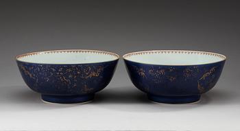 A pair of powder blue punch bowls, Qing dynasty, Qianlong (1736-95).