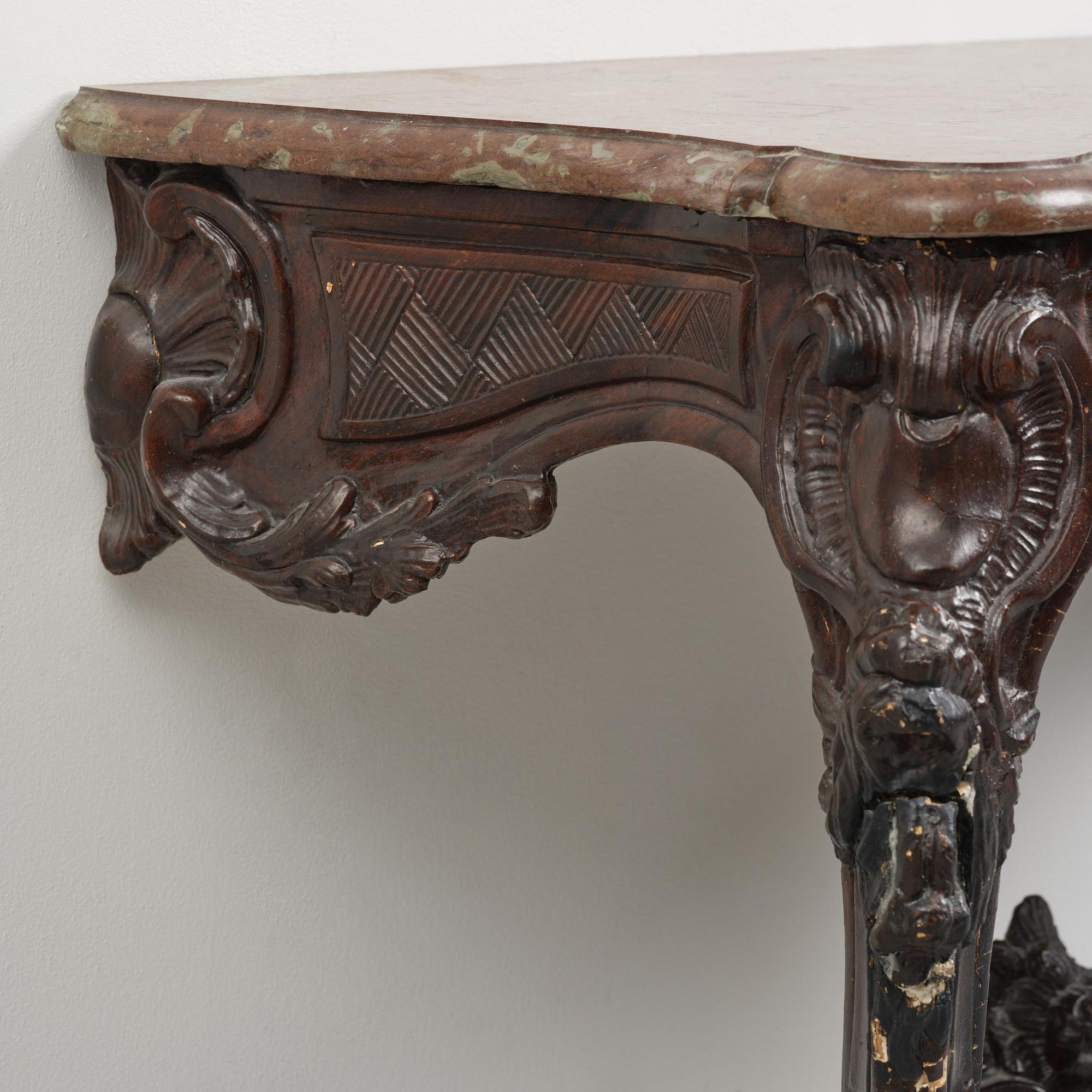 A rococo console table by A. Flodin (master in Stockholm 1758-74).