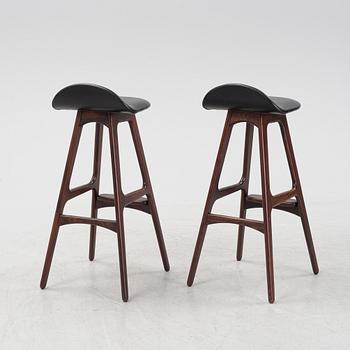 Erik Buch, a pair of model 'OD61' rosewood bar stools from Odense Maskinsnedkeri A-S, Denmark, 1960's.