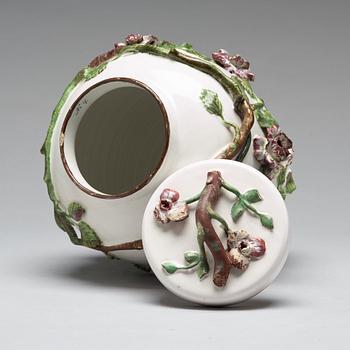 A Swedish faience jar with cover, Marieberg, 18th Century.