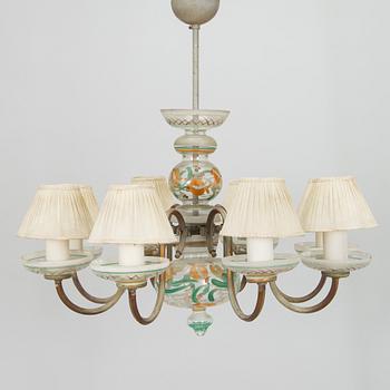 Paavo Tynell, A 1940s '1752/8' chandelier, for Taito and Kauklahden Lasitehdas. Finland.