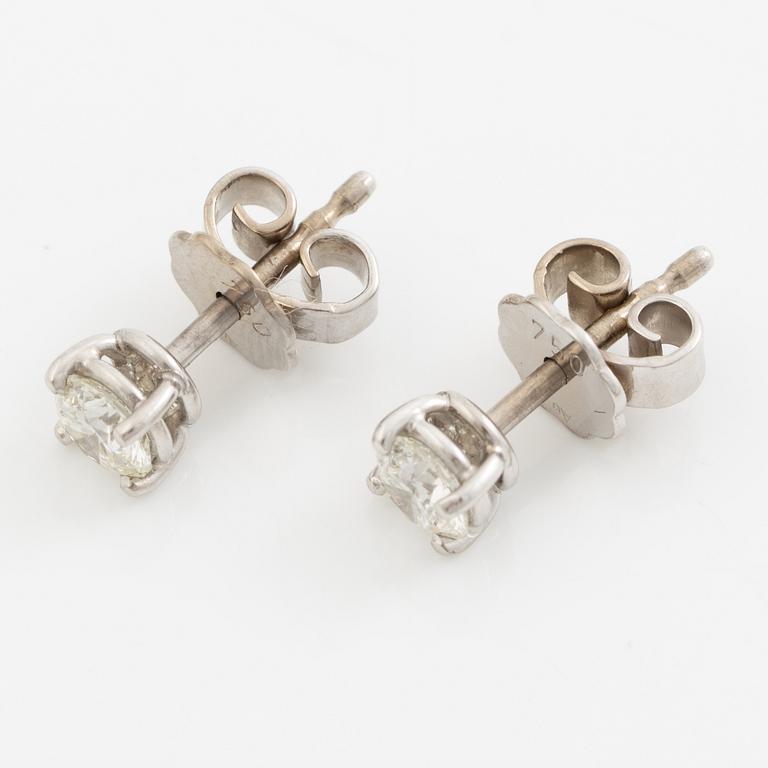 Earrings, a pair, 18K white gold with brilliant-cut diamonds totalling 0.60 ct.