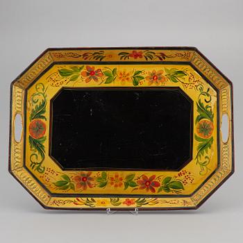 A lacquered tin tray, Sweden 19th C.