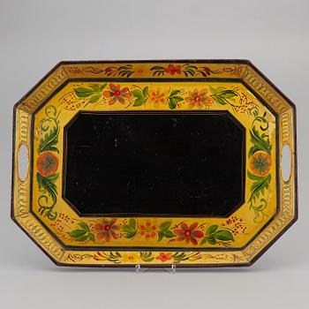 A lacquered tin tray, Sweden 19th C.