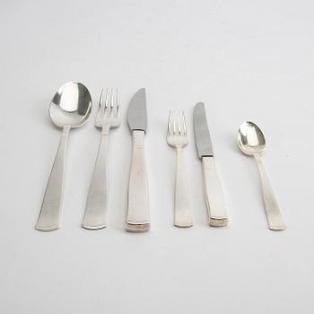 Jacob Ängman, bestick 70 dlr "Rosenholm" silver GAB Eskilstuna 1959 och 1960.