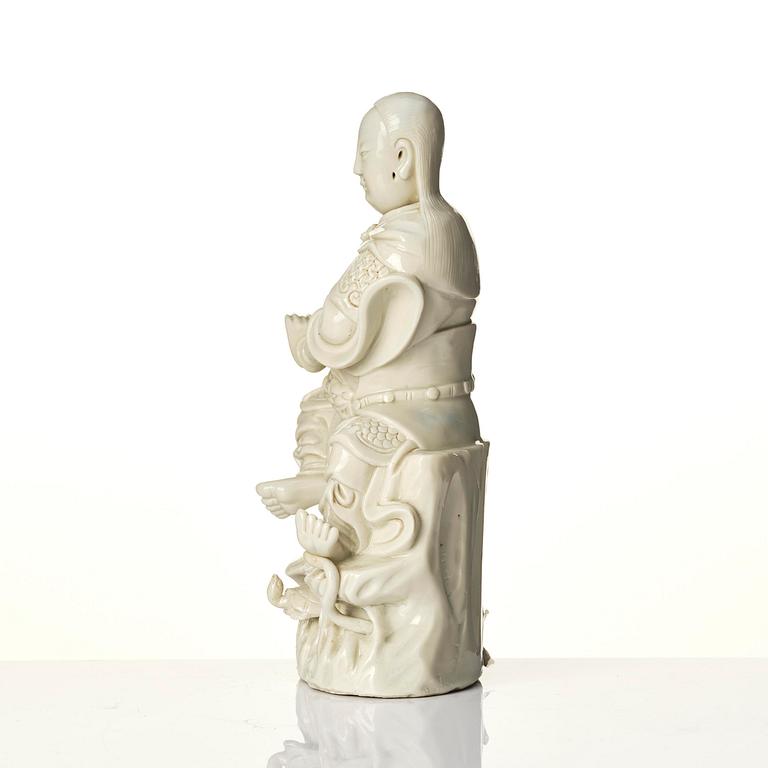 A blanc de chine figure of Zhenwu, first half of 17th century.