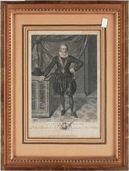 KOPPARSTICK, 2 st, bla efter Rembrandt, 1700/1800-tal.