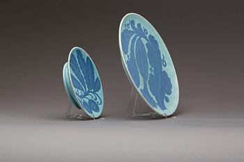 FAT, 2 st, flintgods, "Sgrafitto", Josef Ekberg, Gustavsberg.
