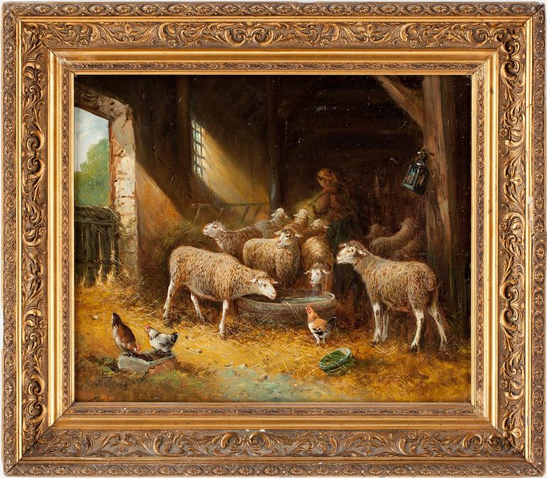 OKÄND KONSTNÄR, olja på duk, otydligt signerad, 18/1900-tal.