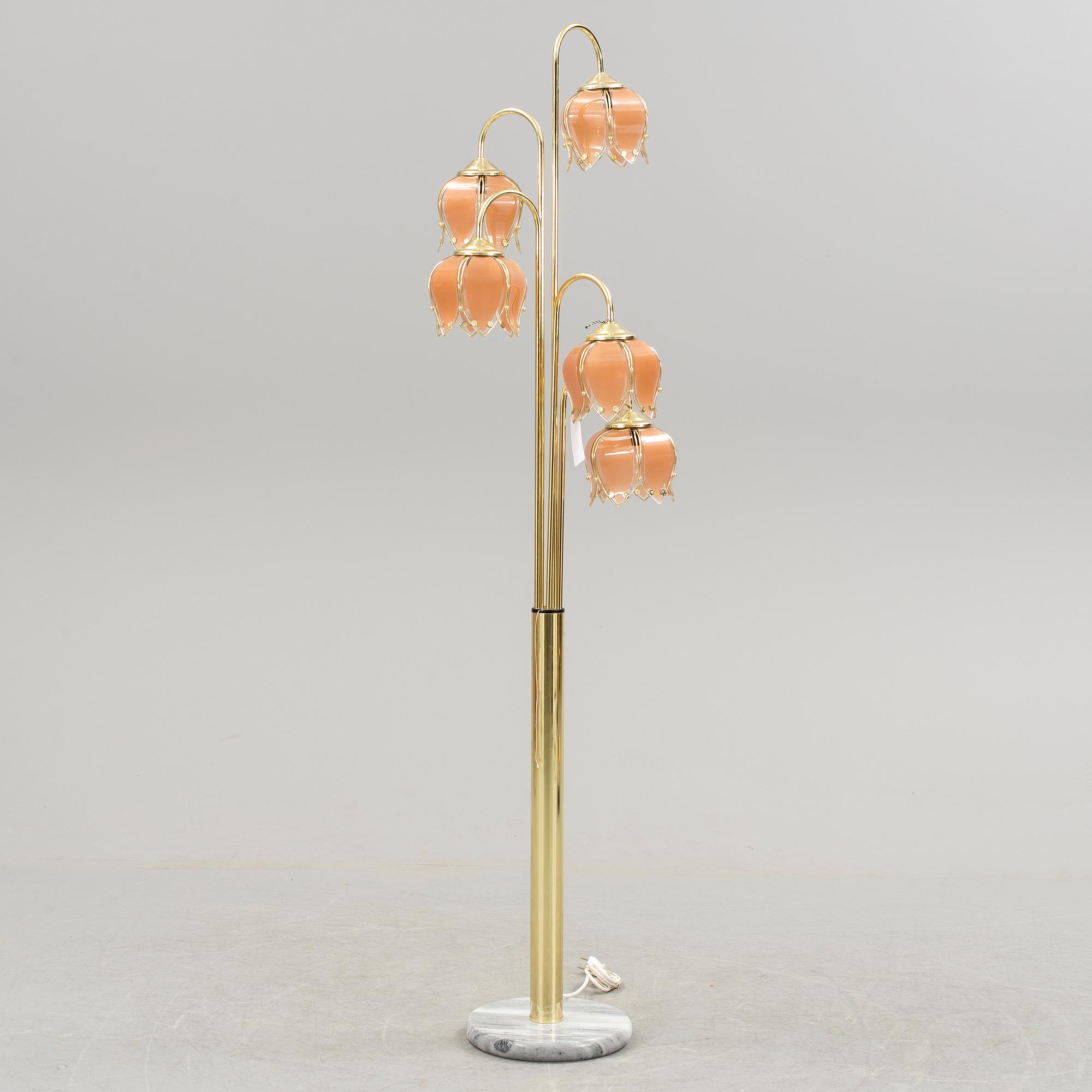 GOLVLAMPA, mässing och marmor, Cottex Sweden, 1970/80-tal.