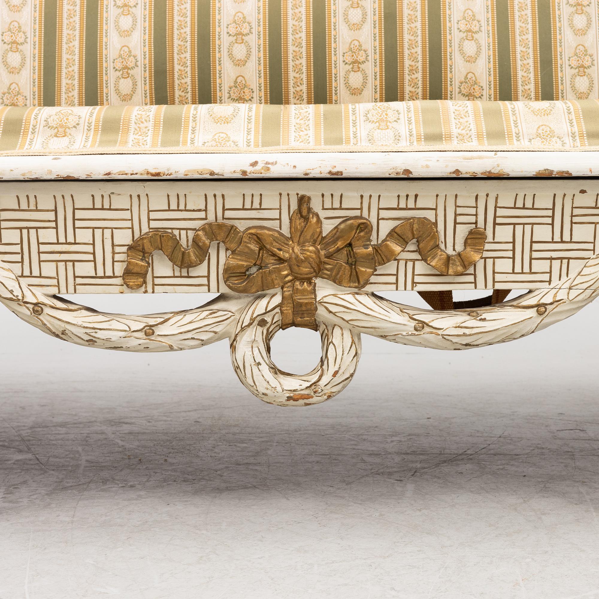 A Gustavian sofa, later part 18th century.