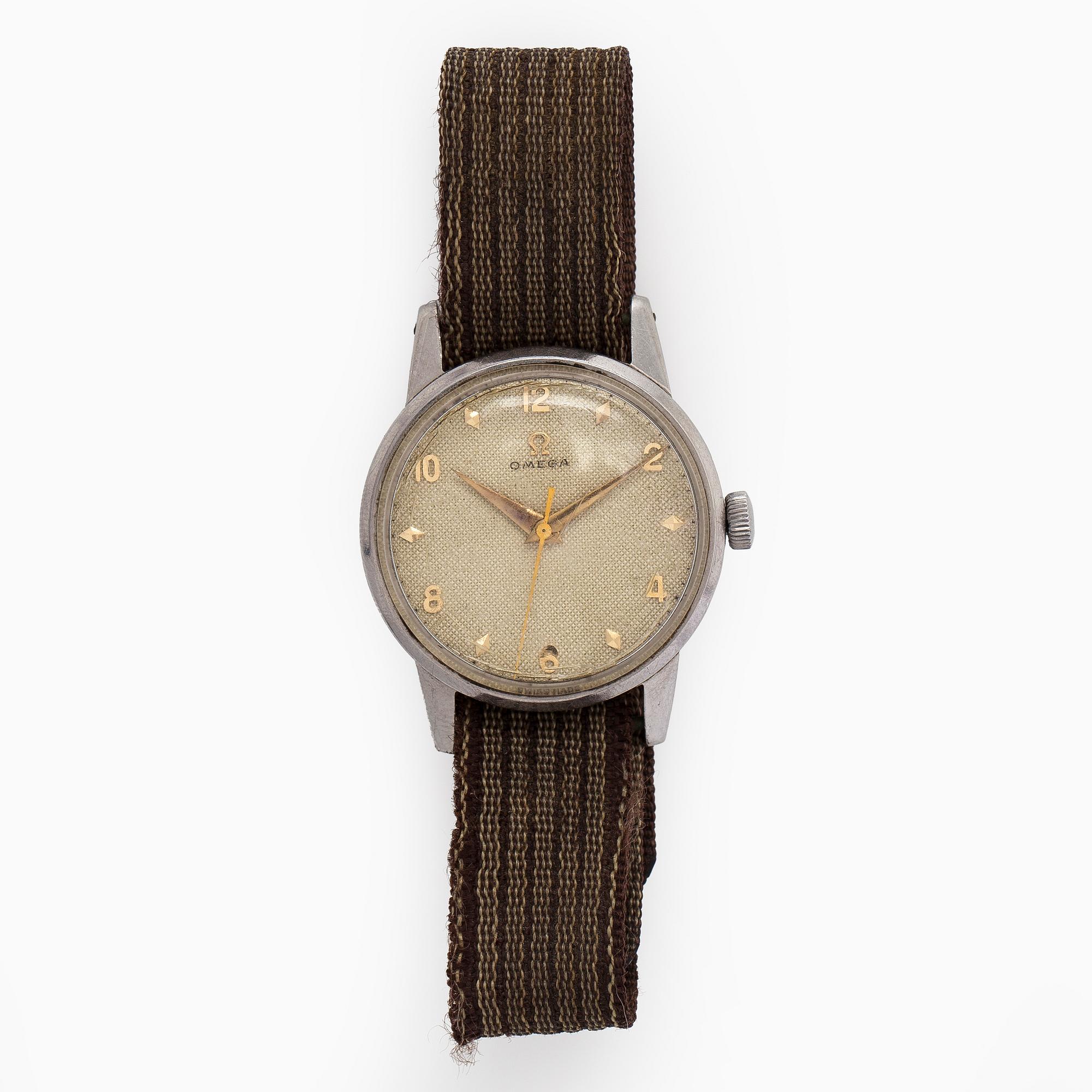 Omega,  Honeycomb dial, wristwatch, 33 mm, steel, manual, plastic crystal, circa 1952.