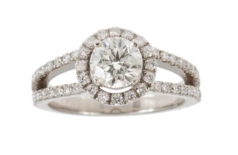 RING, set with brilliant cut diamonds, center stone 1.01 cts.