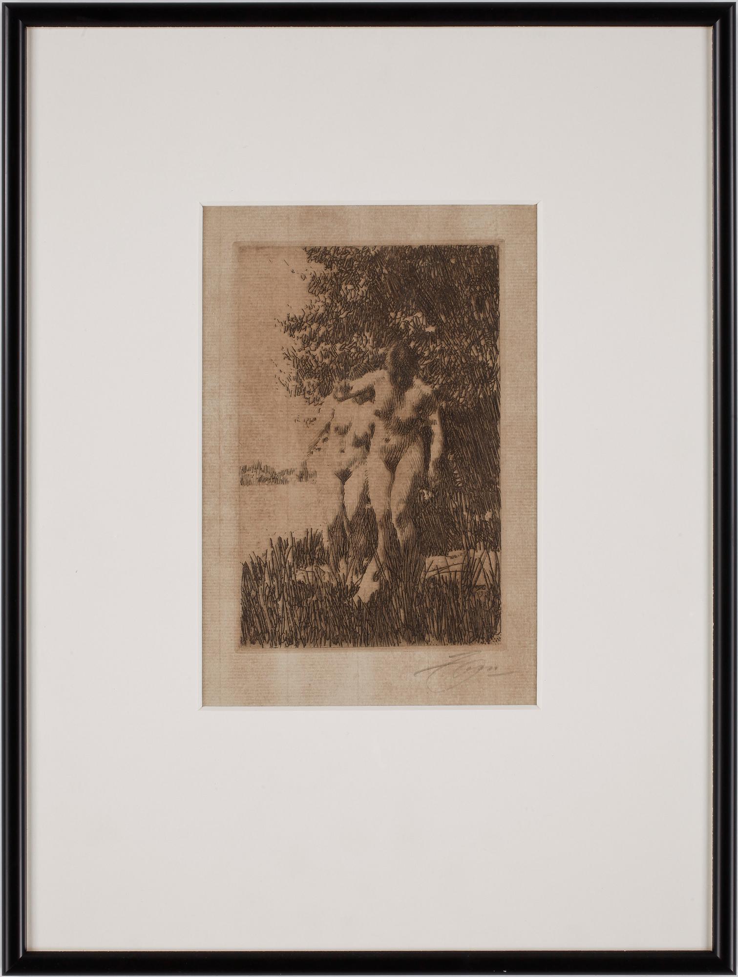 ANDERS ZORN, etsning, signerad och otydligt daterad i plåten 1917.