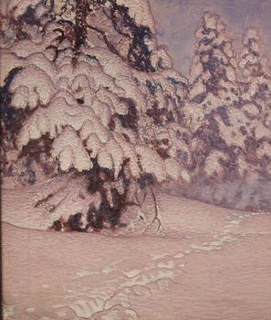 Gustaf Fjaestad, Tracks in the deep snow.