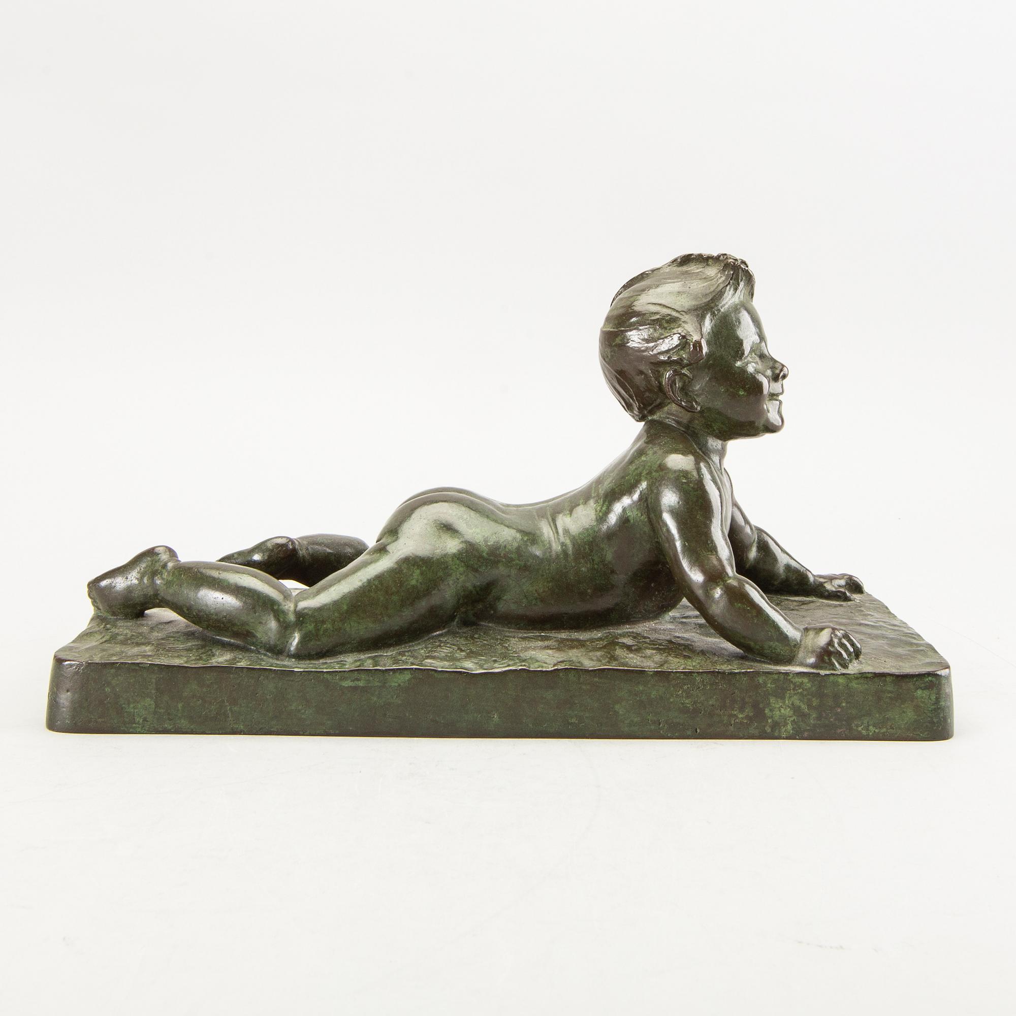 Hugo Elmqvist, skulptur brons signerad.