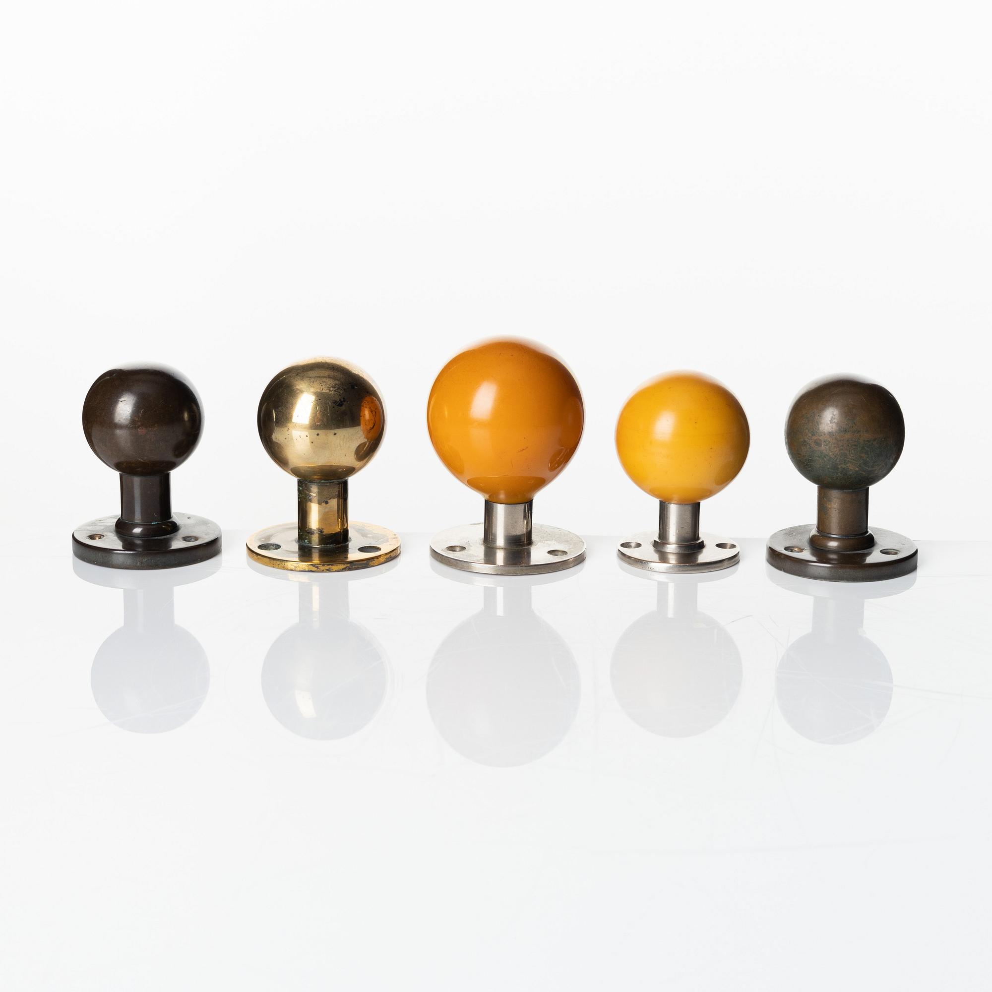 5 handles, reportedly by architect Sven Markelius, Sweden 1930s.
