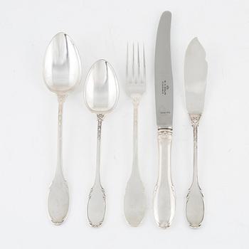 W.A. Bolin, a silver cutlery set, model F, Stockholm, some 1930 (30 pieces).