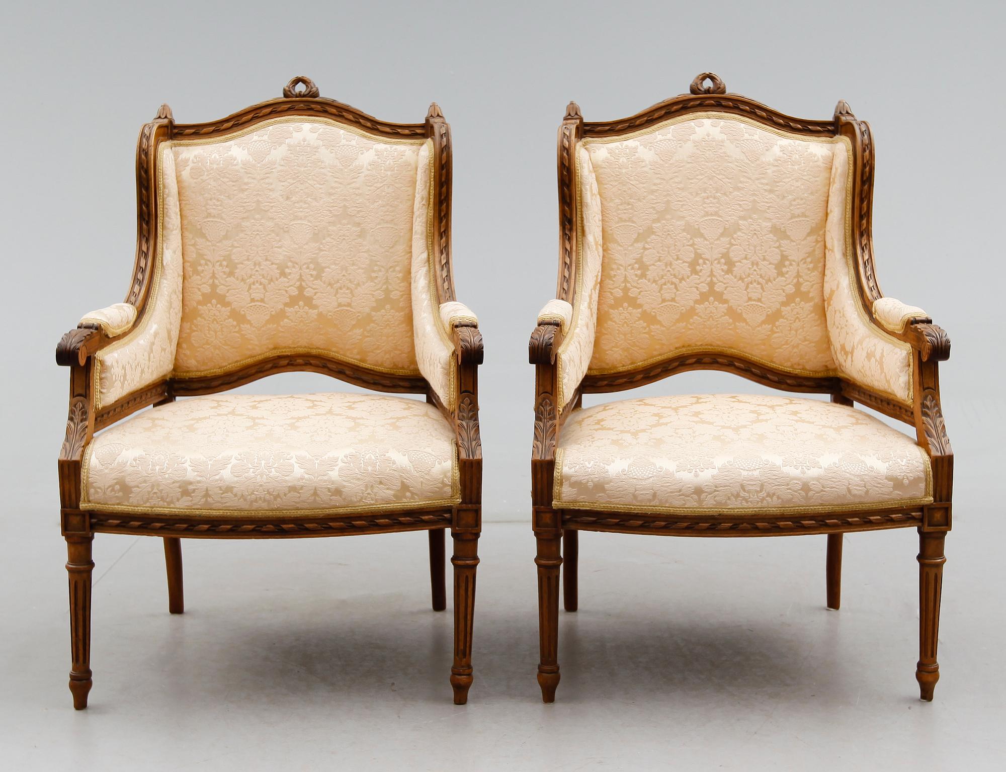 FÅTÖLJER, 1 par, gustaviansk stil, 1800-talets andra hälft.