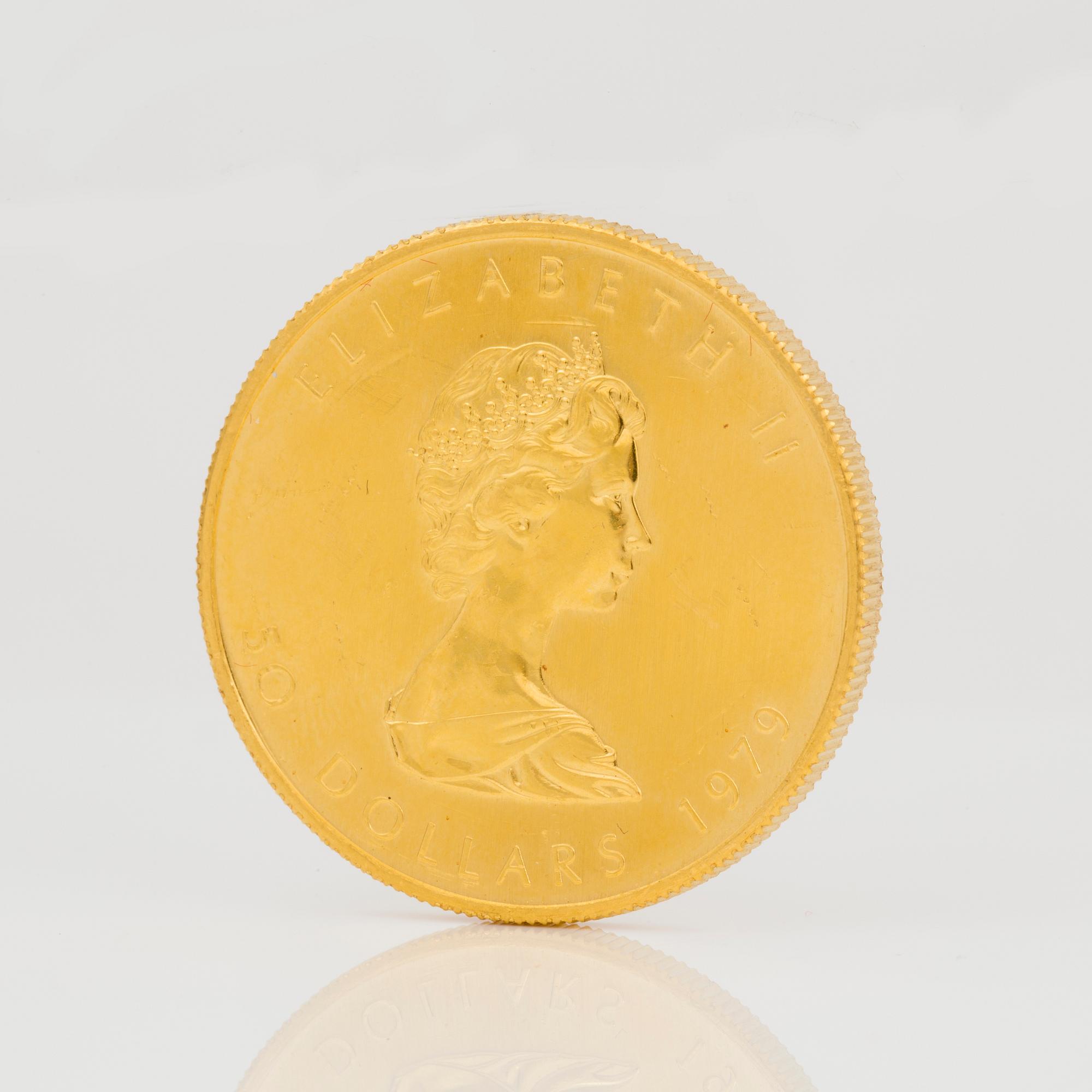 GULDMYNT. 50 Dollars, Canada, 1979. Vikt ca 32 g.