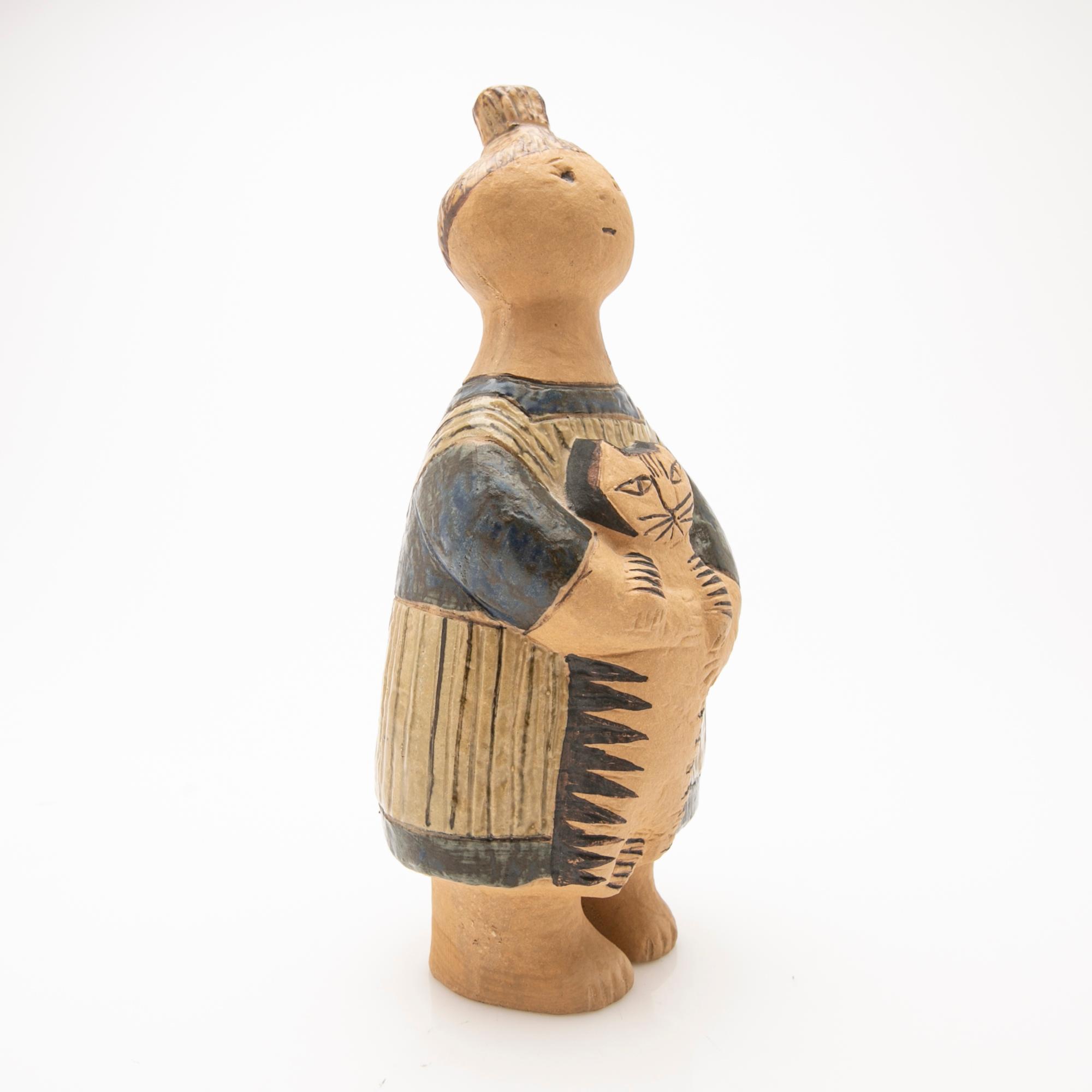 Lisa Larson, “Stina with Cat”, figurine, Gustavsberg, 1950s/60s.