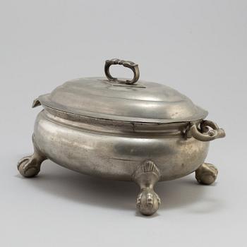 A 19th century  pewter tureen with cover.